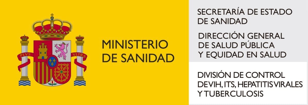 Logo de la Secretaría de Estado de Sanidad, Dirección General de Salud Pública y Equidad en Salud, y División de Control de VIH, ITS, Hepatitis Virales y Tuberculosis. Logo del Ministerio de Sanidad de España con el escudo nacional a la izquierda y el texto a la derecha que indica: Secretaría de Estado de Sanidad, Dirección General de Salud Pública y Equidad en Salud, y División de Control de VIH, ITS, Hepatitis Virales y Tuberculosis.